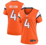 Women's Denver Broncos #4 Zach Wilson Orange 2024 Stitched Jersey