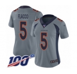 Women's Denver Broncos #5 Joe Flacco Limited Silver Inverted Legend 100th Season Football Jersey