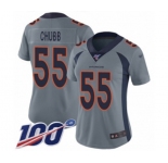 Women's Denver Broncos #55 Bradley Chubb Limited Silver Inverted Legend 100th Season Football Jersey