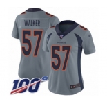 Women's Denver Broncos #57 Demarcus Walker Limited Silver Inverted Legend 100th Season Football Jersey