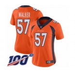 Women's Denver Broncos #57 Demarcus Walker Orange Team Color Vapor Untouchable Limited Player 100th Season Football Jersey