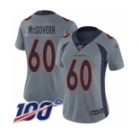 Women's Denver Broncos #60 Connor McGovern Limited Silver Inverted Legend 100th Season Football Jersey