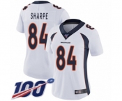 Women's Denver Broncos #84 Shannon Sharpe White Vapor Untouchable Limited Player 100th Season Football Jersey