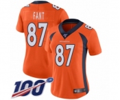 Women's Denver Broncos #87 Noah Fant Orange Team Color Vapor Untouchable Limited Player 100th Season Football Jersey