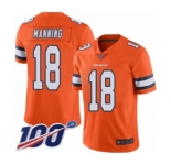 Youth Denver Broncos #18 Peyton Manning Limited Orange Rush Vapor Untouchable 100th Season Football Jersey