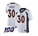 Youth Denver Broncos #30 Phillip Lindsay White Vapor Untouchable Limited Player 100th Season Football Jersey