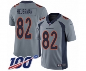Youth Denver Broncos #82 Jeff Heuerman Limited Silver Inverted Legend 100th Season Football Jersey