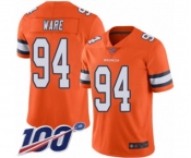 Youth Denver Broncos #94 DeMarcus Ware Limited Orange Rush Vapor Untouchable 100th Season Football Jersey