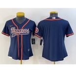 Youth Denver Broncos Blank Navy With Patch Cool Base Stitched Baseball Jersey