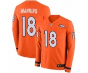 Youth Nike Denver Broncos #18 Peyton Manning Limited Orange Therma Long Sleeve NFL Jersey