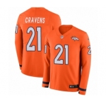 Youth Nike Denver Broncos #21 Su'a Cravens Limited Orange Therma Long Sleeve NFL Jersey