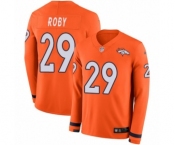Youth Nike Denver Broncos #29 Bradley Roby Limited Orange Therma Long Sleeve NFL Jersey