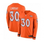 Youth Nike Denver Broncos #30 Phillip Lindsay Limited Orange Therma Long Sleeve NFL Jersey