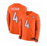 Youth Nike Denver Broncos #4 Case Keenum Limited Orange Therma Long Sleeve NFL Jersey