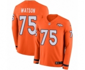 Youth Nike Denver Broncos #75 Menelik Watson Limited Orange Therma Long Sleeve NFL Jersey
