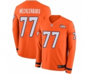 Youth Nike Denver Broncos #77 Karl Mecklenburg Limited Orange Therma Long Sleeve NFL Jersey