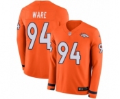 Youth Nike Denver Broncos #94 DeMarcus Ware Limited Orange Therma Long Sleeve NFL Jersey