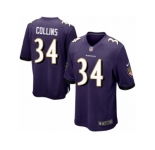 Men Nike Baltimore Ravens #34 Alex Collins Game Purple Team Color NFL Jersey