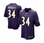 Men's Baltimore Ravens #34 Anthony Averett Game Purple Team Color Football Jersey