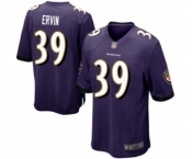 Men's Baltimore Ravens #39 Tyler Ervin Game Purple Team Color Football Jersey