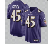 Men's Baltimore Ravens #45 Green Game Purple Football Jersey