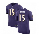 Men's Baltimore Ravens #15 Marquise Brown Purple Team Color Vapor Untouchable Elite Player Football Jersey