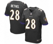 Men's Baltimore Ravens #28 Justin Bethel Elite Black Alternate Football Jersey