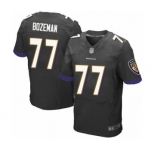 Men's Baltimore Ravens #77 Bradley Bozeman Elite Black Alternate Football Jersey