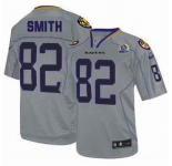 nike nfl jerseys baltimore ravens #82 smith grey[Elite lights out 50th Patch]