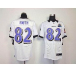 nike nfl jerseys baltimore ravens #82 smith white[Elite 50th Patch]