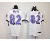 nike nfl jerseys baltimore ravens #82 smith white[Elite 50th Patch]