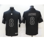 Men Baltimore Ravens #8 Lamar Jackson Black Commemorative Edition Vapor Untouchable Limited Jersey