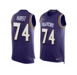 Men Nike Baltimore Ravens #74 James Hurst Elite Purple Player Name & Number Tank Top NFL Jersey