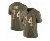 Men Nike Baltimore Ravens #74 James Hurst Limited Olive Gold Salute to Service NFL Jersey