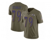 Men Nike Baltimore Ravens #79 Ronnie Stanley Limited Olive 2017 Salute to Service NFL Jersey