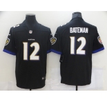 Men's Baltimore Ravens #12 Rashod Bateman Nike Black 2021 NFL Draft First Round Pick Limited Jersey