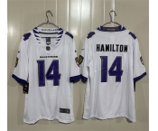 Men's Baltimore Ravens #14 Kyle Hamilton White 2026 Alternate Vapor Limited Football Stitched Jersey