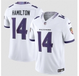 Men's Baltimore Ravens #14 Kyle Hamilton White 2026 F.U.S.E. Stitched Vapor Limited Football Jersey