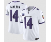 Men's Baltimore Ravens #14 Kyle Hamilton White 2026 With 1-Star C Patch F.U.S.E. Vapor Limited Football Stitched Jersey