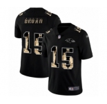 Men's Baltimore Ravens #15 Marquise Brown Limited Black Statue of Liberty Football Jersey