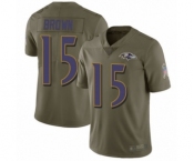 Men's Baltimore Ravens #15 Marquise Brown Limited Olive 2017 Salute to Service Football Jersey