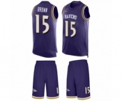 Men's Baltimore Ravens #15 Marquise Brown Limited Purple Tank Top Suit Football Jersey