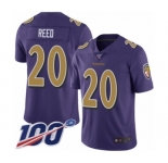 Men's Baltimore Ravens #20 Ed Reed Limited Purple Rush Vapor Untouchable 100th Season Football Jersey