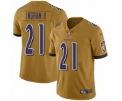 Men's Baltimore Ravens #21 Mark Ingram II Limited Gold Inverted Legend Football Jersey