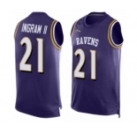 Men's Baltimore Ravens #21 Mark Ingram II Limited Purple Player Name & Number Tank Top Football Jersey