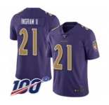 Men's Baltimore Ravens #21 Mark Ingram II Limited Purple Rush Vapor Untouchable 100th Season Football Jersey
