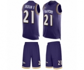 Men's Baltimore Ravens #21 Mark Ingram II Limited Purple Tank Top Suit Football Jersey