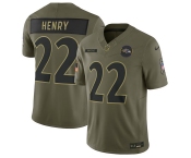 Men's Baltimore Ravens #22 Derrick Henry Olive 2025 Salute to Service Limited Football Stitched Jersey