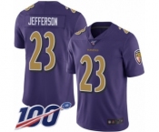 Men's Baltimore Ravens #23 Tony Jefferson Limited Purple Rush Vapor Untouchable 100th Season Football Jersey