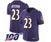 Men's Baltimore Ravens #23 Tony Jefferson Purple Team Color Vapor Untouchable Limited Player 100th Season Football Jersey